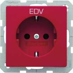 Steckdose SCHUKO mit Aufdruck Q.1/Q.3 rot samt 