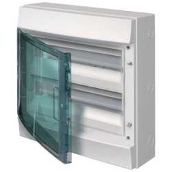 Aufputzverteiler 2-reihig 36 PLE transp. Tür (180° R/L) Petrol-Blau 