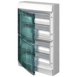 Aufputzverteiler 4-reihig 72 PLE transp. Tür (180° R/L) Petrol-Blau 