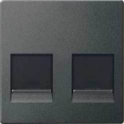 Zentralplatte für Modular Jack 2-fach mit Staubschutzschieber 