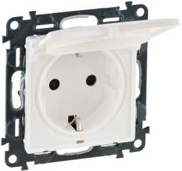 Schuko Steckdose mit Klappdeckel Valena Life ultraweiß 