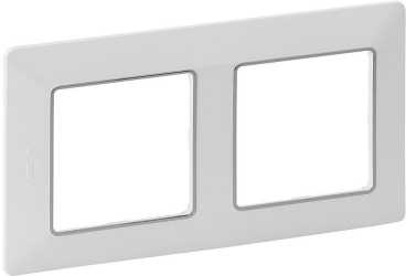 2-fach Abdeckrahmen Valena Life ultraweiß/Chrom 