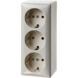 SCHUKO-3fach-Steckdose Aufputz - weiß/ glänzend 