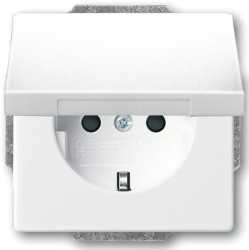 SCHUKO Steckdosen-Einsatz studioweiß mit Klappdeckel 