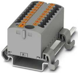 Verteilerblock waagrecht mit integrierter Einspeisung 19 x 2,5mm² blau 