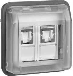 Netzwerkdoseneinsatz UAE 2-fach Kat.6 grau 