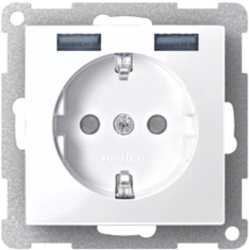 Schuko Steckdose USB Ladefunktion System M max. 2,4 A brillant Polarweiß glänz 