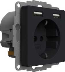 Schuko Steckdose mit 2 USB-Anschlüssen anthrazit matt 12W 2,4A 