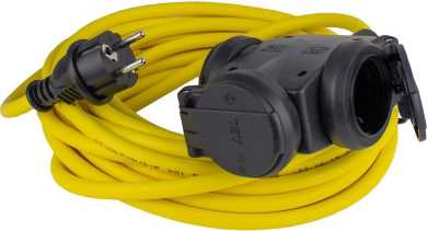 Verlängerungskabel 10m mit 3-fach-Vollgummi-Verteilersteckdose N07V3V3-F 3G2,5 