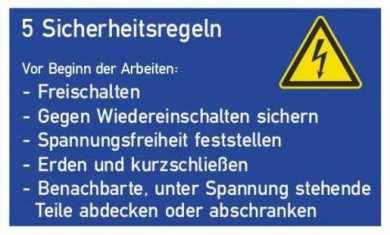 Gebotsschild 5 Sicherheitsregeln Kunststoffschild zur Kennzeichnung 