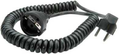 Spiralverlängerung Schuko ohne Kupplung YMM-J 3 x 1 mm² 0,5 m Arbeitslänge 2m 