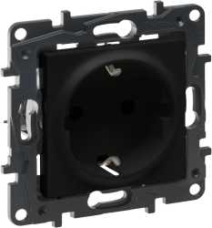 Niloe Step Schutzkontakt Steckdose Steckklemmen mit erhöhtem Berührungsschutz Schwarz 