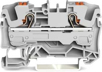 2-Leiter-Durchgangsklemme mit Drücker 6 mm² mit Prüföffnung grau 