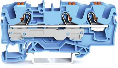 3-Leiter-Durchgangsklemme mit Drücker 6 mm² mit Prüföffnung für Anwendungen Ex i 