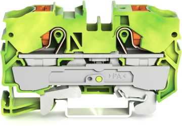 2-Leiter-Schutzleiterklemme mit Drücker 10 mm² mit Prüföffnung grün-gelb 