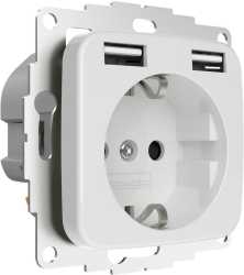 Schuko Steckdose mit 2 USB-Anschlüssen reinweiß glänzend 12W 2,4A für Reflex SI 
