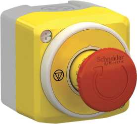 Not-Aus/Not-Halt+beleuchtbares Schild im Gehäuse 2 LEDs weiß/rot 24V 1S 2Ö 