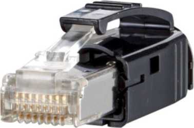 Stecker E-DAT Industry RJ45 plug black Kat.6 Class EA mit Knickschutztülle 