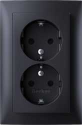 Doppelsteckdose mit Abdeckung 16A 250V anthrazit matt 