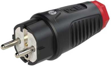 Taurus2 Gummistecker schwarz/rot 16A IP54 2-fach Schutzleitersystem 