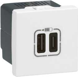 USB-Ladesteckdose 2-fach Typ A+C 2-modulig 5V 3A Mosaic Ultraweiß 