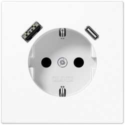 SCHUKO Steckdose mit USB-Ladegerät alpinweiß 
