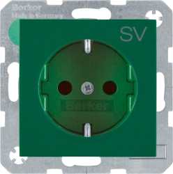 Steckdose SCHUKO mit erhöhtem Berührungsschutz S.1 grün glänzend 