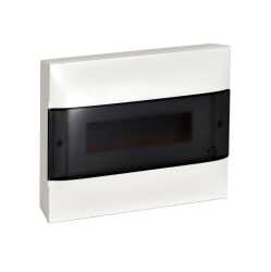 Practibox S Aufputzverteiler mit Rauchglas-Kunstofftür weiss 1x 12 Module 