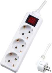 3-fach Steckdosenleiste mit beleuchtetem Schalter und 1,4m Kabel 