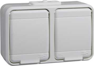 Steckdose 2-fach 16A waagerecht Steckklemme reinweiß 