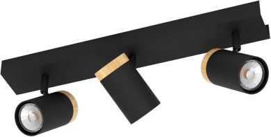 CARTAGENA Strahlerbalken schwarz/Holz GU10-LED 3X4,5W inkl. LM 