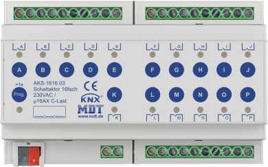 Schaltaktor 16-fach 8TE REG 16A 230VAC C-Last Standard 140µF 