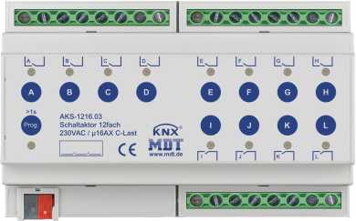 Schaltaktor 12-fach 8TE REG 16A 230VAC C-Last Standard 140µF 