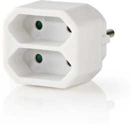 Stromverteiler 2-Wege Euro-Steckdose Weiß 