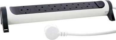 Drehbare Steckdosenleiste 6x Steckdose, 3m Kabel weiß-schwarz 