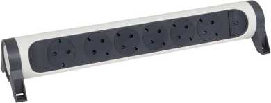 Drehbare Steckdosenleiste 6x Steckdose ohne Kabel weiß-schwarz 