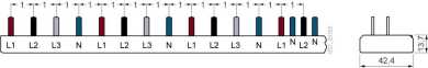 Stiftsammelschiene 10mm² Anschluss: 3p/N (FI N-rechts) + 12x Kompaktgerät 