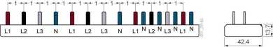 Stiftsammelschiene 10mm² Anschluss: 3p/N (FI N-rechts) + 4x Kompaktgerät 