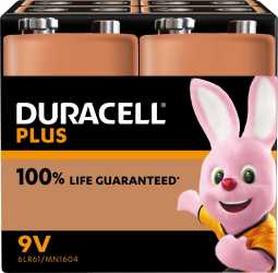 Duracell Plus Alkaline-Batterien 9V MN1604 4 Stk 