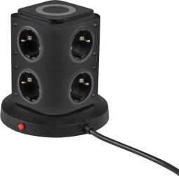 Steckdosentower 8-fach mit QI-Wireless Ladestation 