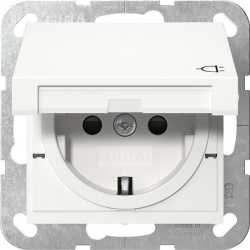 SCHUKO-Steckdose Klappdeckel + SH System 55 Reinweiß 