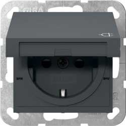 SCHUKO-Steckdose Klappdeckel + SH System 55 Anthrazit 