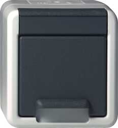 SCHUKO-Steckdose Klappdeckel WG Aufputz Grau 