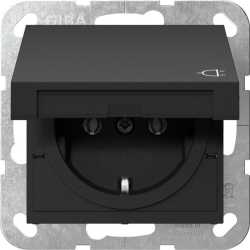 SCHUKO-Steckdose Klappdeckel System 55 Schwarz matt 