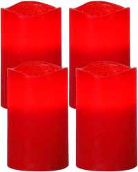 MAY LED-Kerze Rot 75x75x125mm 4Stk 
