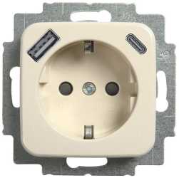 USB-Steckdosen-Einsatz SCHUKO mit USB A / C weiß - Busch-Duro 2000 SI 