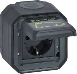 Plexo New Feuchtraum-AP Green'Up Schuko-Steckdose Steckklemmen IP44 Anthrazit 