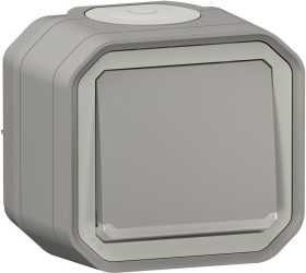Plexo New Feuchtraum-AP Wechselschalter beleuchtet 10 AX Steckklemmen (SL) Grau 