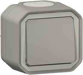 Plexo New Feuchtraum-Aufputz Kreuzschalter 10 AX Schraubklemmen (SK) IP55 Grau 