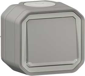 Plexo New Feuchtraum-Aufputz Taster beleuchtet 10 A Steckklemmen (SL) Grau 